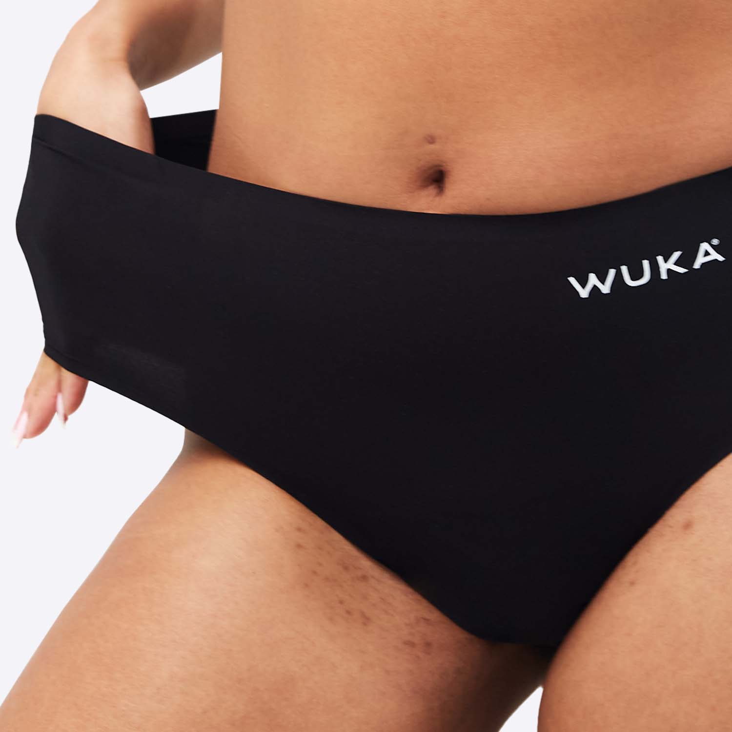 Stretch Seamless Midi Brief Style - Light Absorbency - Black - Size 2 - Detail