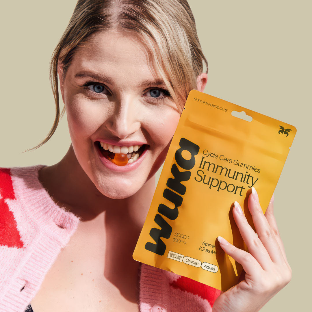 WUKA vitamin gummies provide menstrual support designed for female bodies, scientifically backed