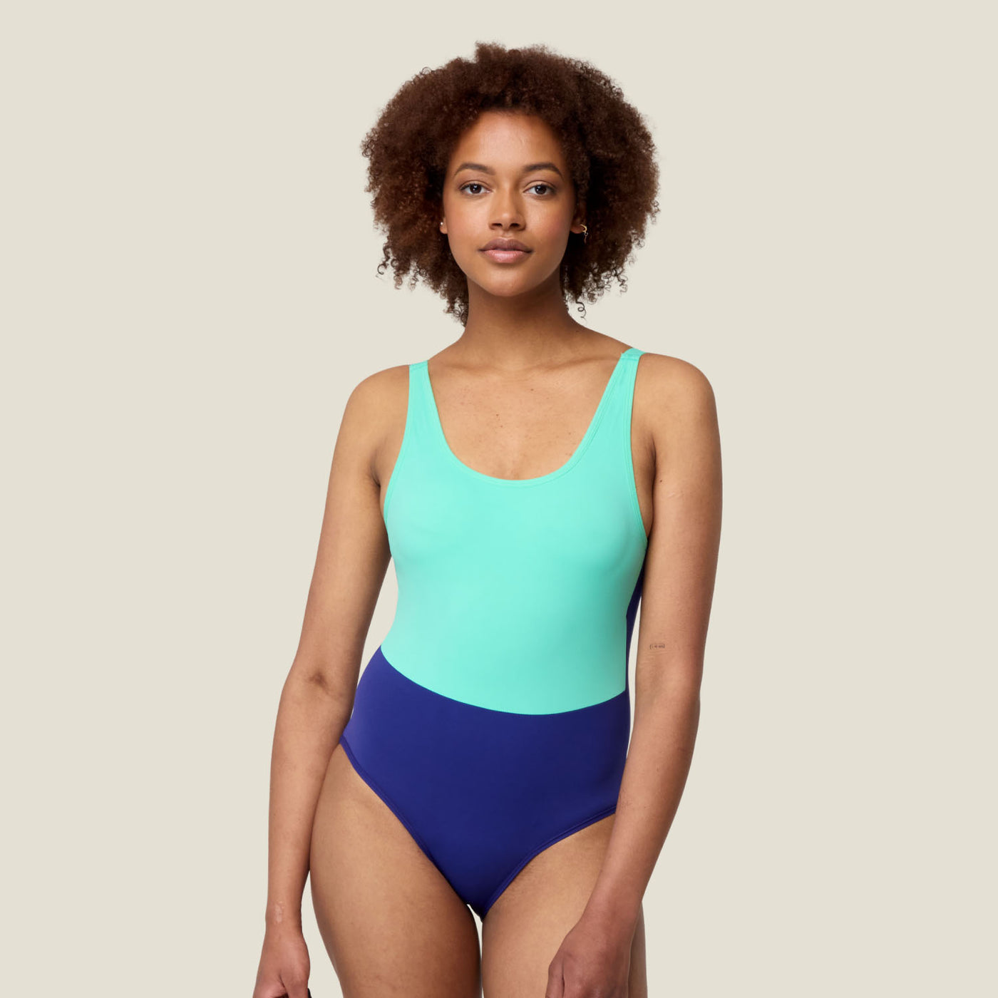 WUKA Period Scoopback Two-Tone Swimsuit - Green/Blue