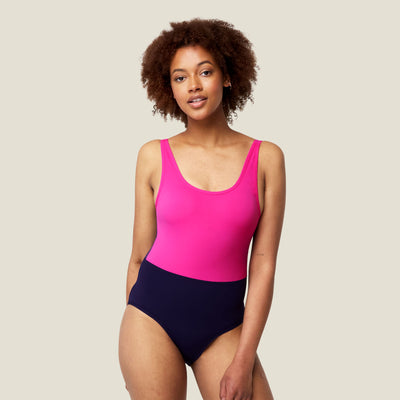 WUKA Period Scoopback Two-Tone Swimsuit - Pink/Purple