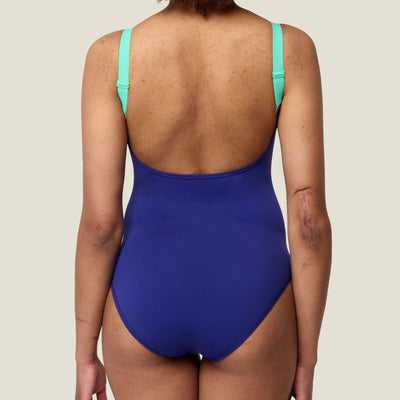 WUKA Period Scoopback Two-Tone Swimsuit - Green/Blue