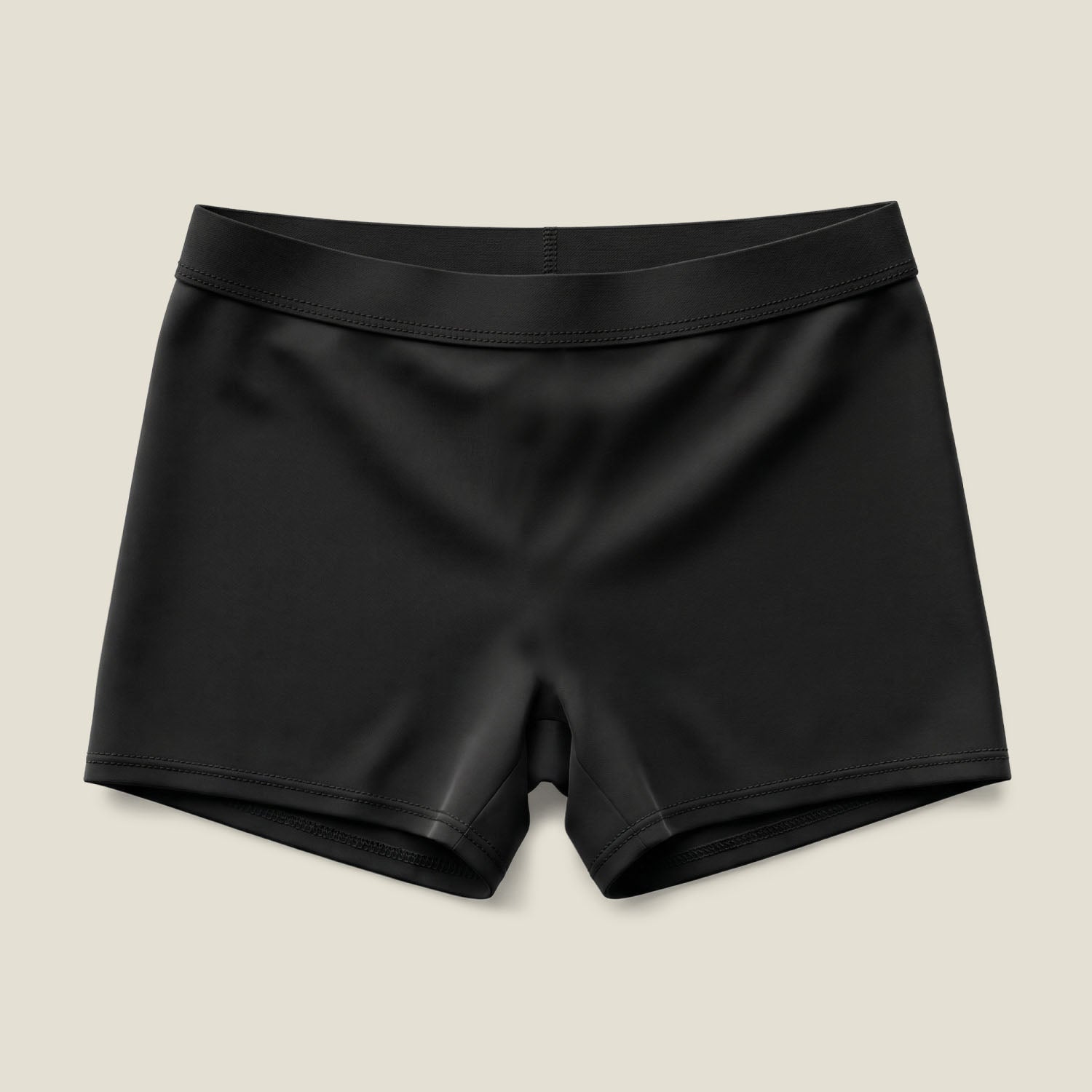 Black period-proof swim shorts for teens with built-in absorbent leak protection for swimming on periods