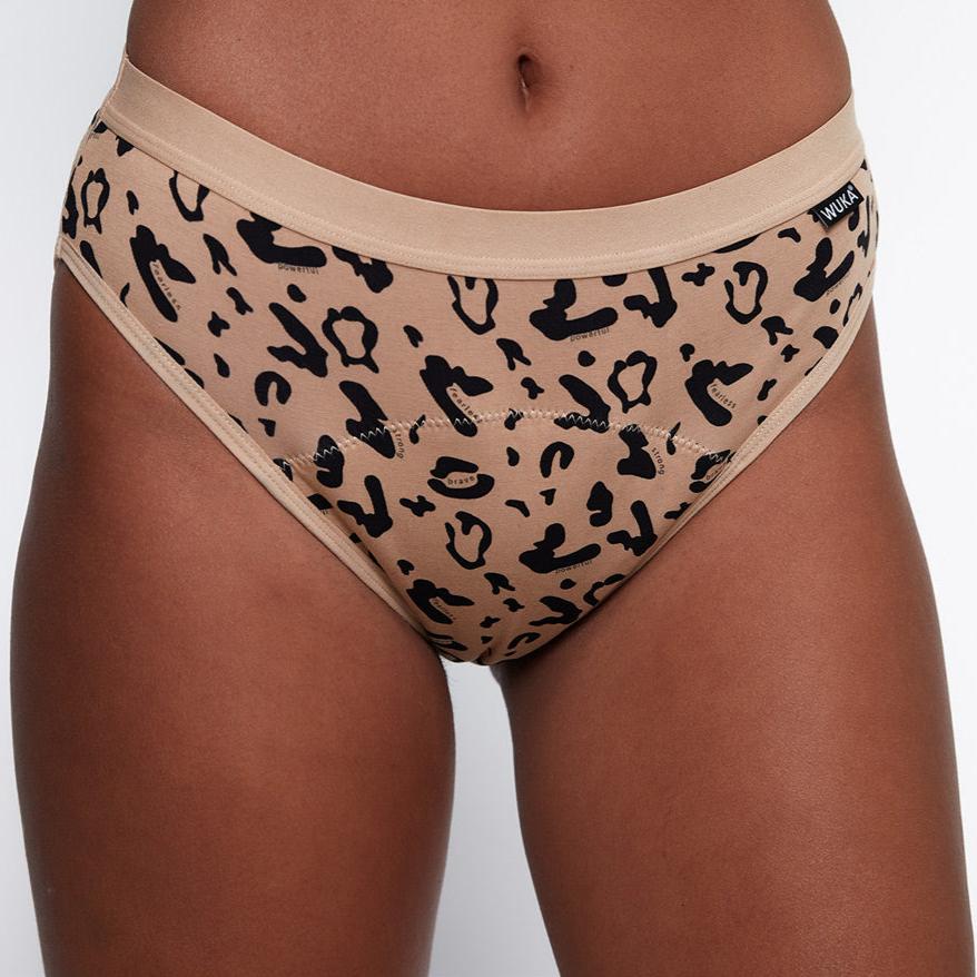 WUKA Print Bikini Period Pants Style Heavy Flow Leopard Colour Front