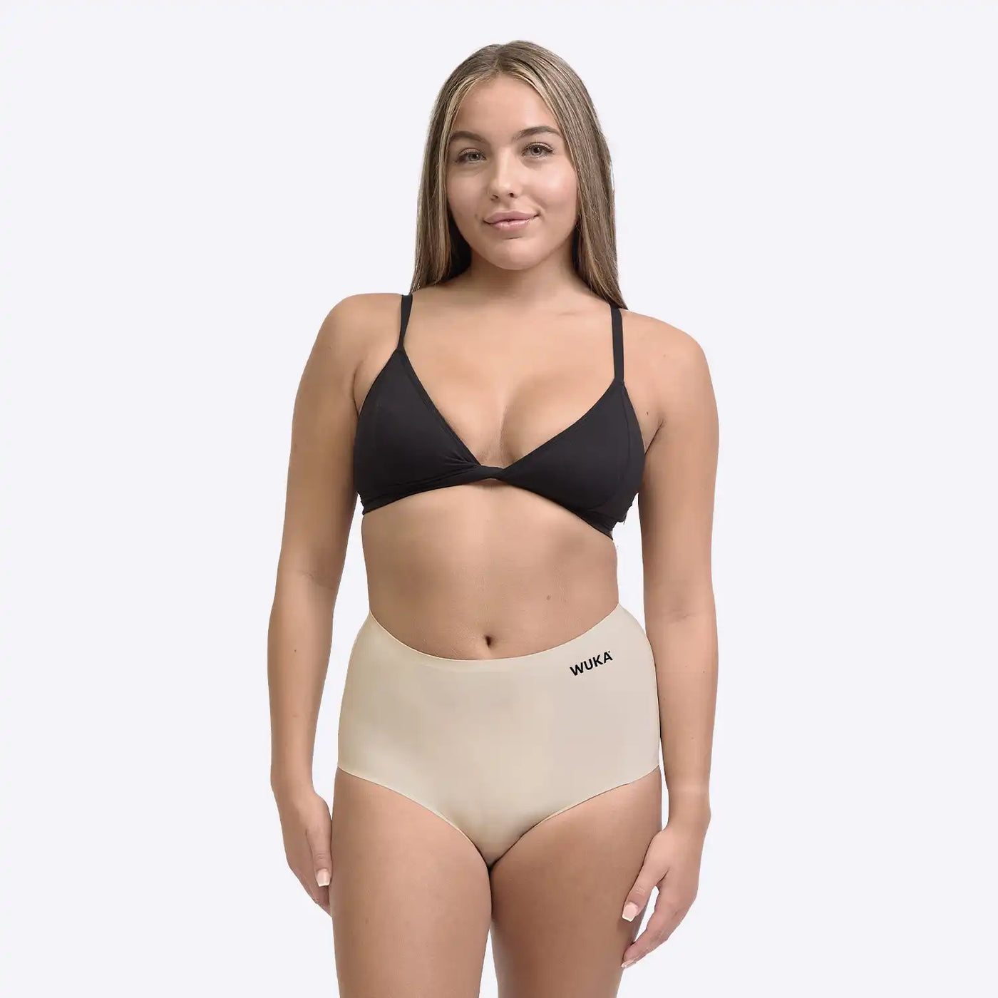 WUKA Stretch Seamless Period Pants High Waist Style Heavy Flow Light Nude Colour Full Length