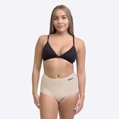 WUKA Stretch Seamless Period Pants High Waist Style Heavy Flow Light Nude Colour Full Length